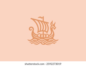 Viking Dragon Ship Logo – A legendary Viking longship sailing forward, symbolizing conquest, adventure, and exploration.