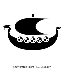 Viking drakkar Dracar sailboat Viking's ship Viking boat icon black color