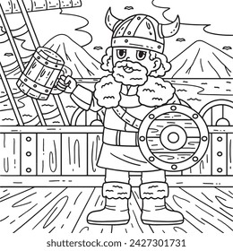 Viking Drinking Mead Coloring Page for Kids