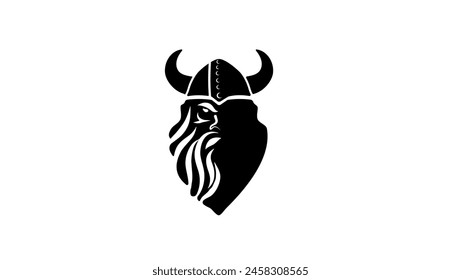 Viking emblem, black isolated silhouette