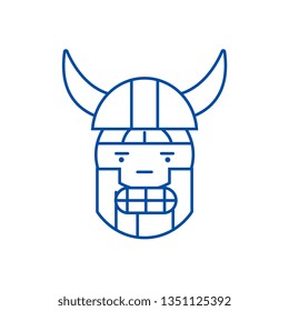 Viking emoji line icon concept. Viking emoji flat  vector symbol, sign, outline illustration.