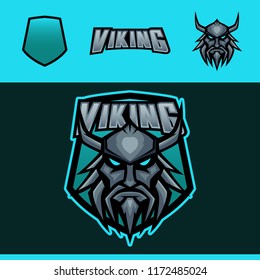 Viking E-Sport Mascot Emblem Badge Esport Logo Game Design. Identity for gamer streamer club