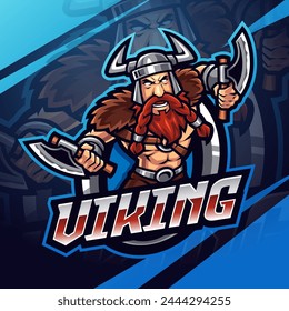 Diseño de logotipo de mascota de deportes de Viking