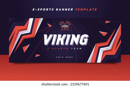 Viking Esports Gaming Banner Template with Logo for Social Media