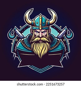 Viking esports mascot designs, gaming logo template, illustration