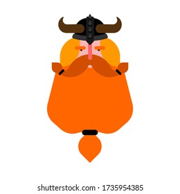 Viking face. Battle Gnome with beard. vector illustration