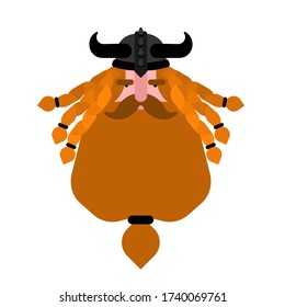 Viking Face. Battle Gnome With Beard. Vector Illustration