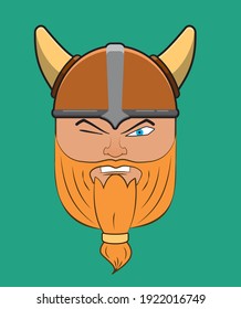 Viking face with beard and a helmet