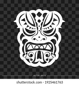 Viking face made from patterns. The contour of the face or mask of a warrior. Polynesian, Hawaiian or Maori patterns. For T-shirts and prints. 