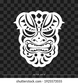 Viking face made from patterns. The contour of the face or mask of a warrior. Polynesian, Hawaiian or Maori patterns. For T-shirts, prints and tattoos. Vector illustration.