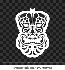 Viking face made from patterns. The contour of the face or mask of a warrior. Polynesian, Hawaiian or Maori patterns. For T-shirts and prints. Vector illustration.