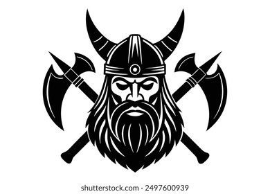 A Viking face in Scandinavian style, featuring a rugged, bearded warrior with intricate Norse details and traditional armor.