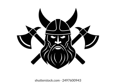 A Viking face in Scandinavian style, featuring a rugged, bearded warrior with intricate Norse details and traditional armor.