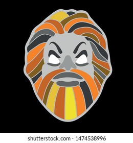 Viking face vector illustration grey and orange