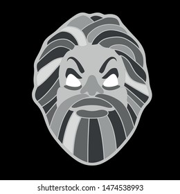 Viking face vector illustration greyscale