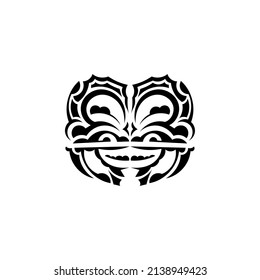Viking faces in ornamental style. Polynesian tribal patterns. Suitable for prints. Isolated on white background. Vector illustration.