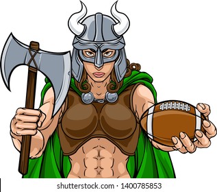 A Viking female warrior woman gladiator American football sports mascot