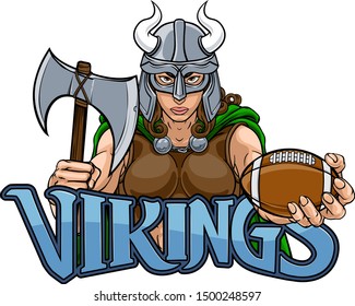 A Viking female warrior woman gladiator American football sports mascot