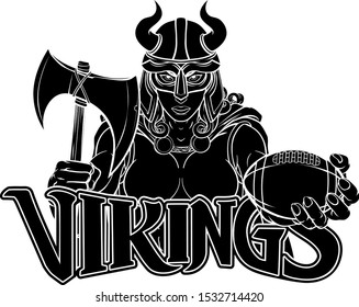 A Viking female warrior woman gladiator American football sports mascot