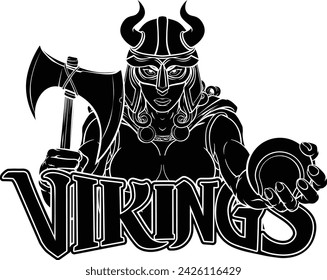 A Viking female warrior woman gladiator tennis sports mascot