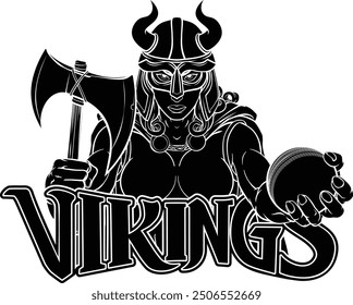 A Viking female warrior woman gladiator cricket sports mascot