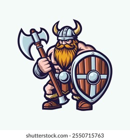 Ilustração de mascote feroz do guerreiro de Viking