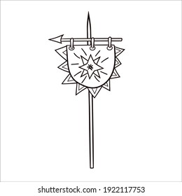 The Viking flag. Medieval doodles. Vector hand-drawn clip art in the Scandinavian style on a white background.