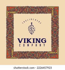 Viking Frame Vintage Skandinavier Ornament Illustrationen Vektorgrafiken für Ihr Arbeitslogo, Merchandise T-Shirt, Aufkleber und Etiketten Designs, Poster, Grußkarten Werbung Unternehmen.