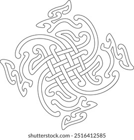 Viking fylfot decorative element. Line icon design. Geometric logo.