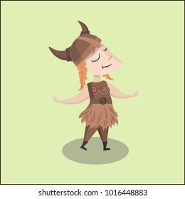 viking girl cute illustration character
