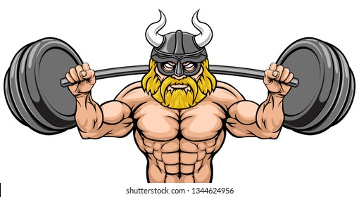 A Viking gladiator warrior weight lifting or body building sports mascot 