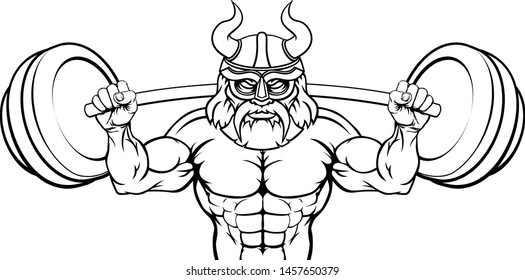 A Viking gladiator warrior weight lifting or body building sports mascot 