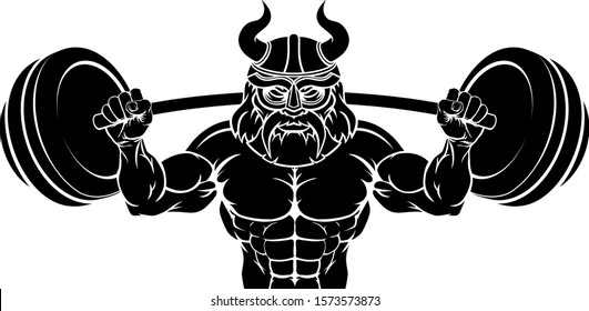 A Viking gladiator warrior weight lifting or body building sports mascot 