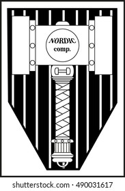 viking hammer Icon . Vector, white background.