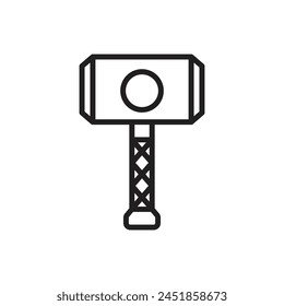 Viking Hammer Outline Icon Vector Illustration