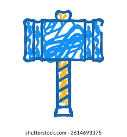 viking hammer weapon doodle icon sketch vector. viking hammer weapon sign. isolated symbol illustration