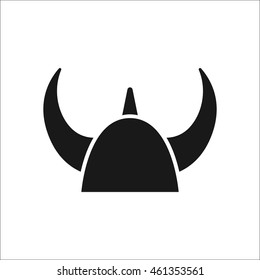 Viking hat helmet with horns symbol sign simple icon on background