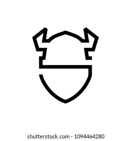 Viking Hat Shield Logo Vector Icon Line Outline Monoline