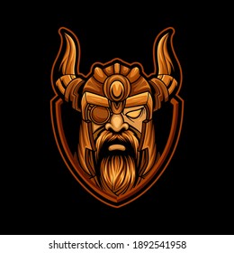 VIKING HEAD BEARDED VECTOR ILLUSTRATION 