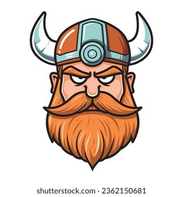 Viking head cartoon style vector illstration logo symbol icon
