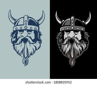Wikingerkopfkartoon auf Vektorgrafik