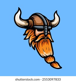 viking head character isolated drawing line art style sketch classic vintage design illustration