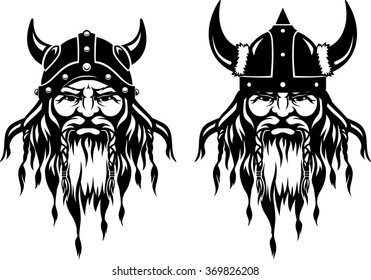 Viking Head Front View Set Stock Vector (Royalty Free) 369826208