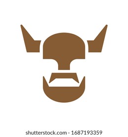 Viking head with helmet and beard, vector logo design