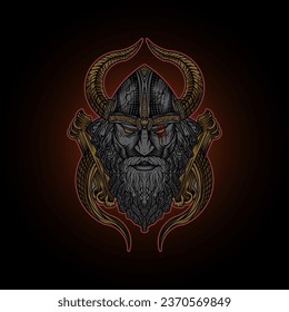 Casco de la cabeza vigilia con ilustración vectorial de la bocina