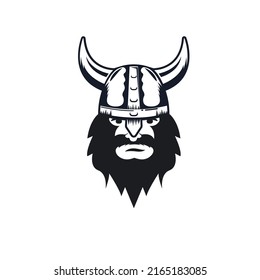 viking head with helmet icon vector illustration concept design template 