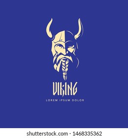 Viking Head in Helmet Logo 