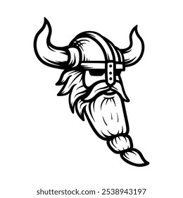 viking cabeça capacete logotipo desenho coloração linha arte estilo esboço clássico vintage design ilustração