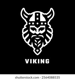 Viking head in helmet, logo on a dark background.