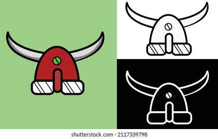 vector de casco de cabeza de vigilia con cuernos